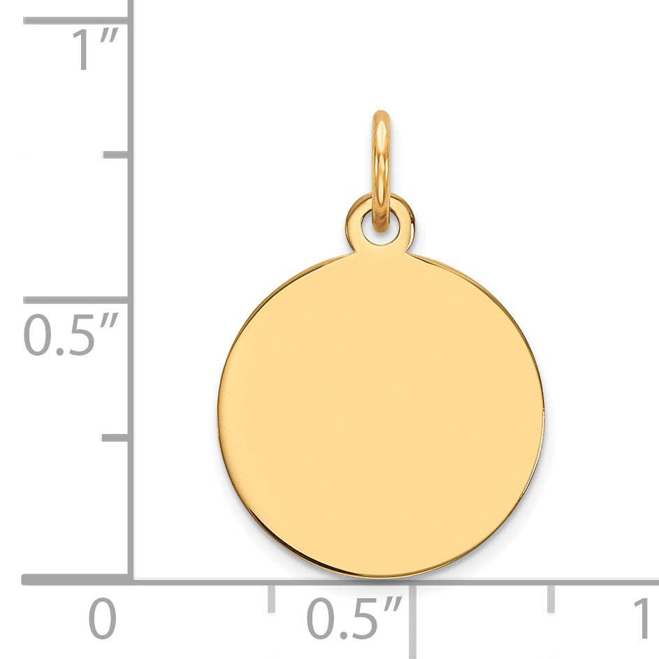 10K Gold Engravable Disc Charm with Polished Finish Elegant Design Secondary image