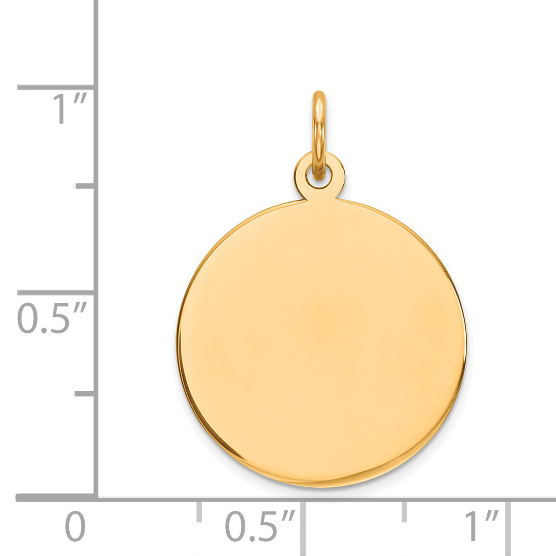 10K Yellow Gold Engravable Circular Disc Charm with Polished Finish Secondary image