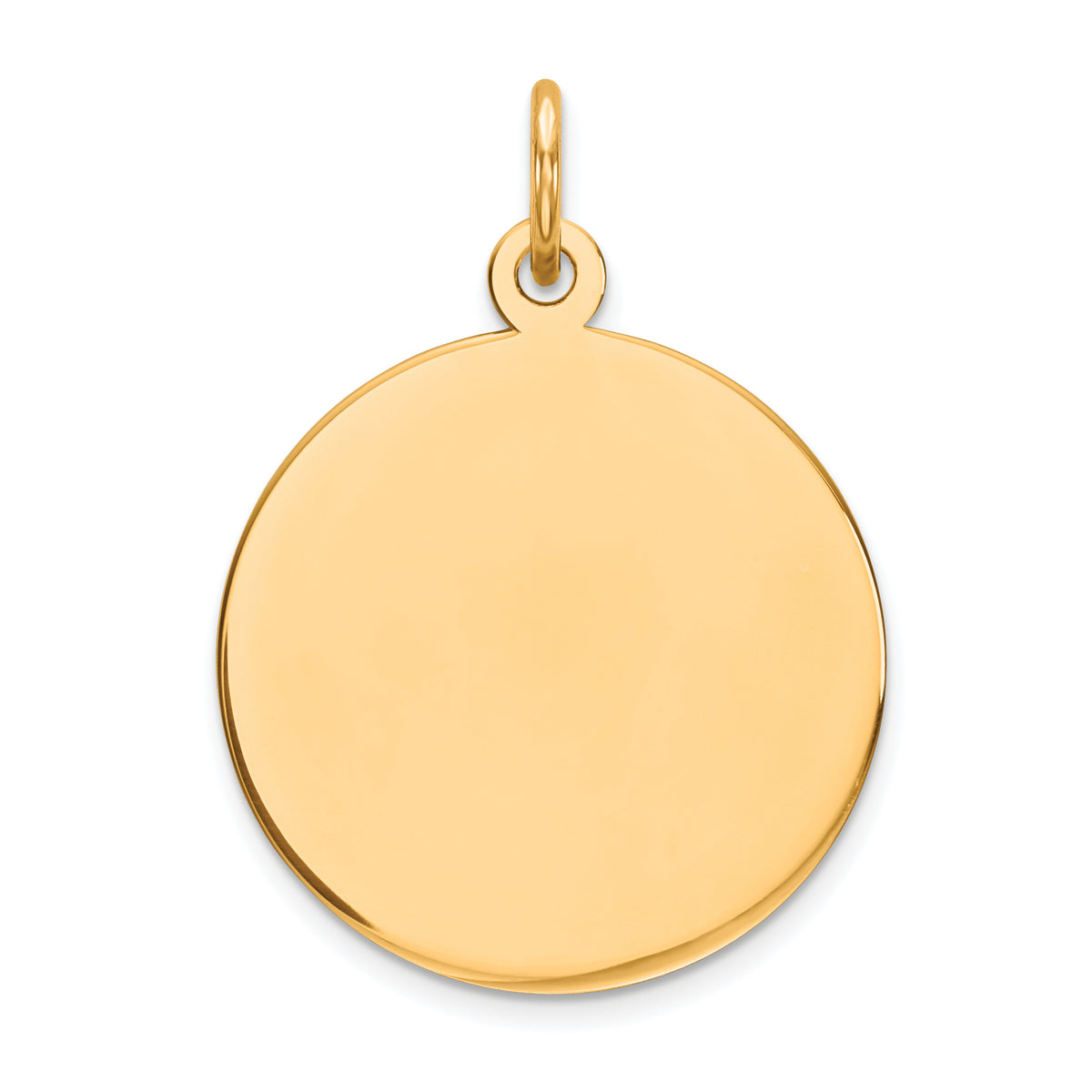 10K Yellow Gold Engravable Circular Disc Charm with Polished Finish