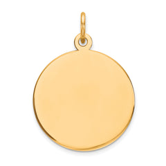 10K Yellow Gold Engravable Circular Disc Charm with Polished Finish