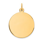 10K Yellow Gold Polished Engravable Disc Charm Elegant and Customizable Pendant