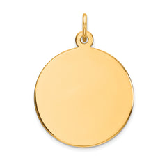 10K Yellow Gold Polished Engravable Disc Charm Elegant and Customizable Pendant