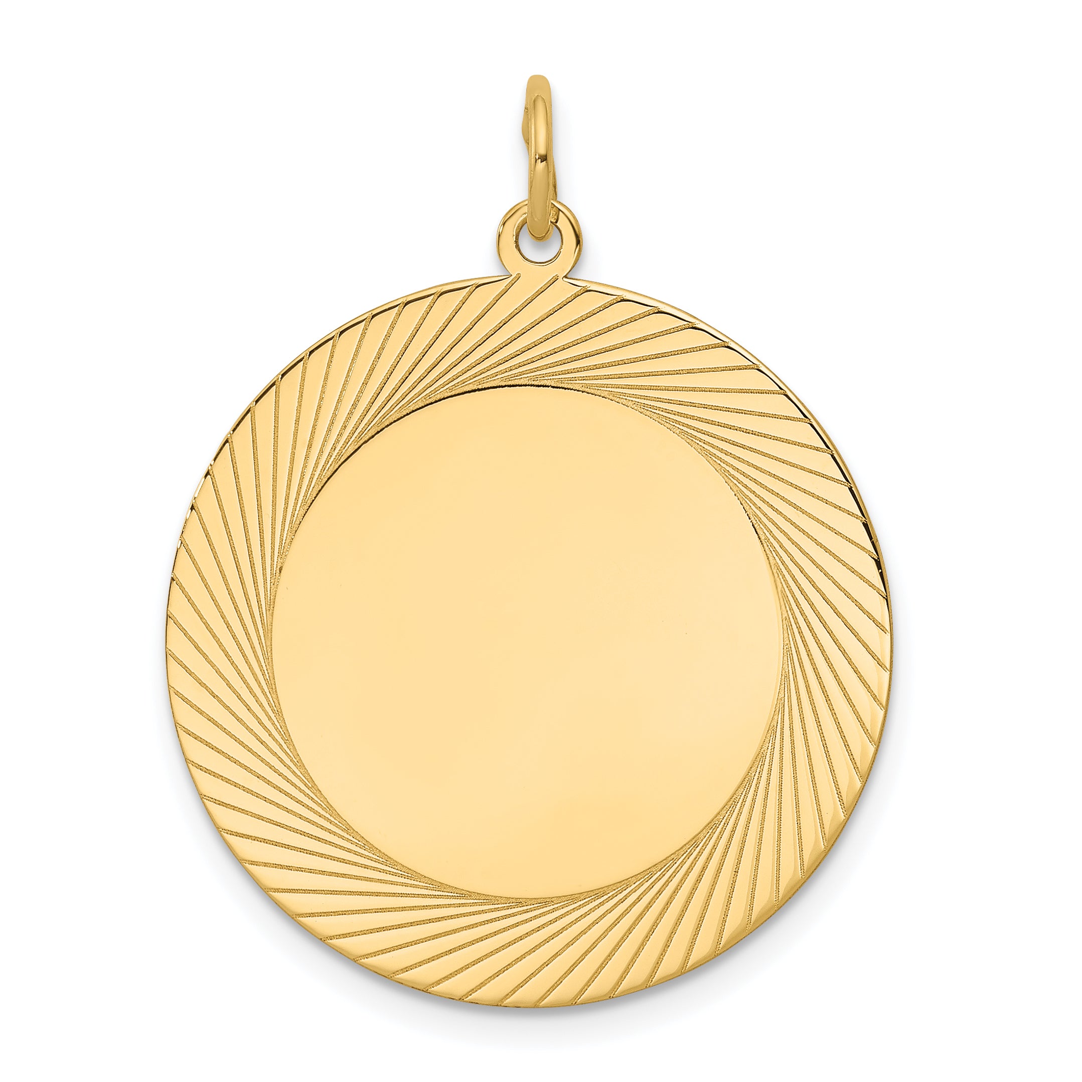 14K Etched Design .027 Gauge Circular Engravable Disc Charm Main image