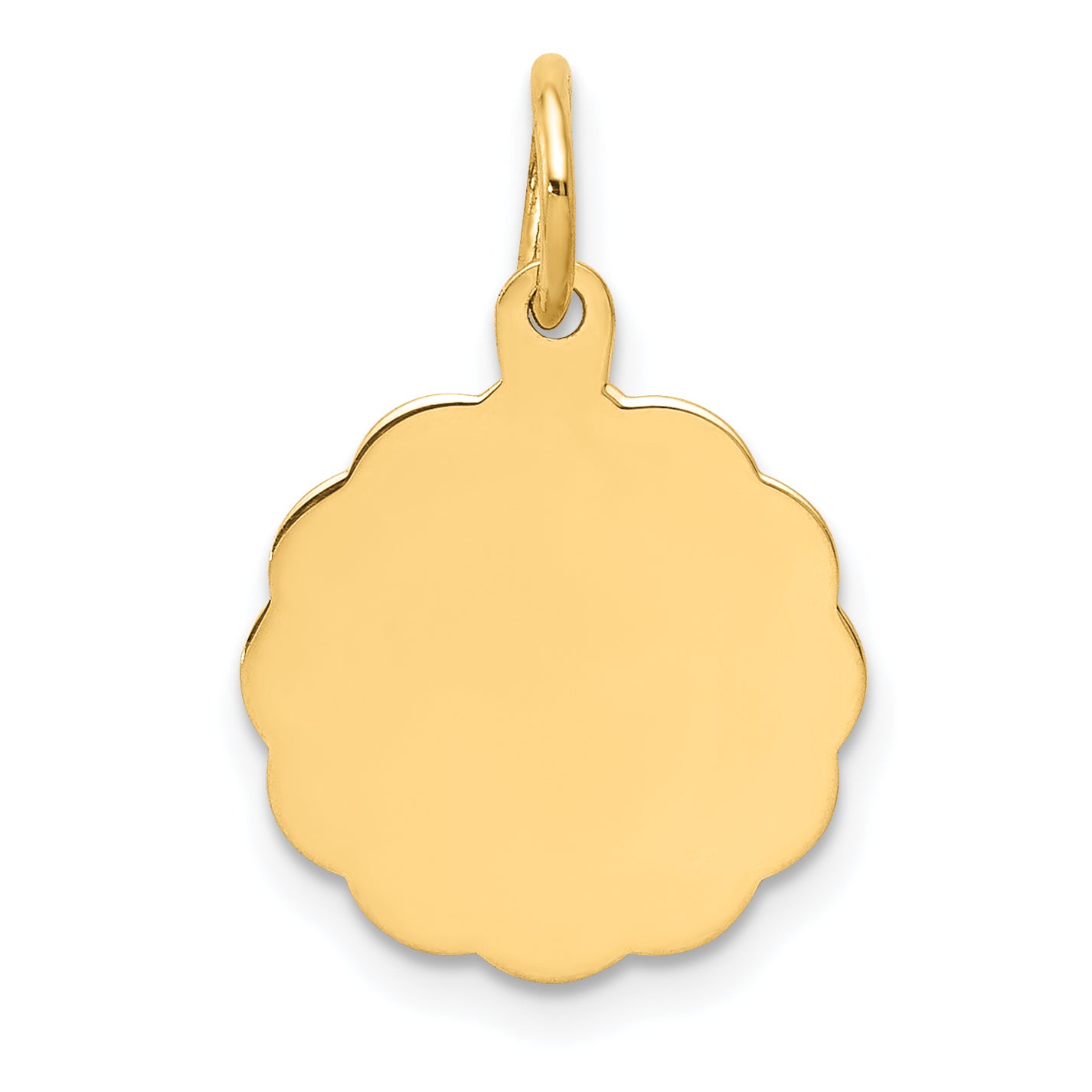 14K .018 Gauge Engravable Scalloped Disc Charm Main image