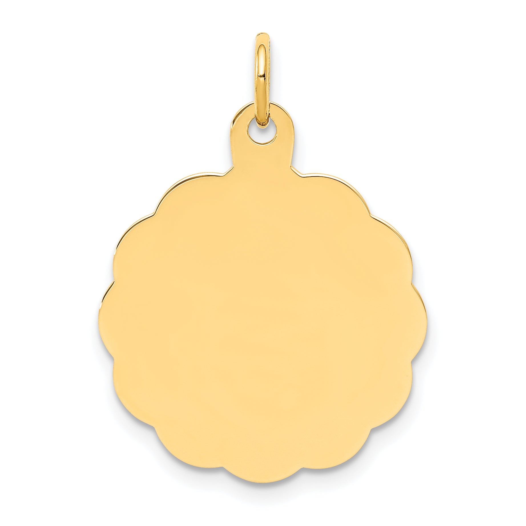 14K .018 Gauge Engravable Scalloped Disc Charm Main image