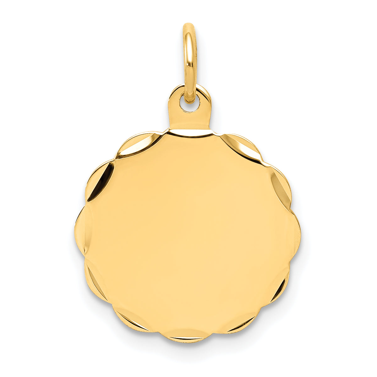 14K .018 Gauge Engravable Scalloped Disc Charm