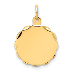 14K .027 Gauge Engravable Scalloped Disc Charm