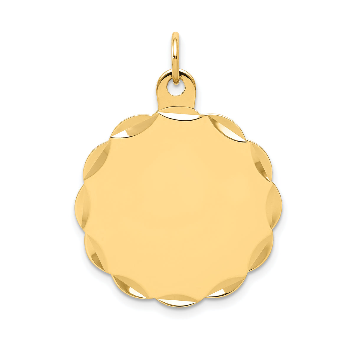 14K .027 Gauge Engravable Scalloped Disc Charm