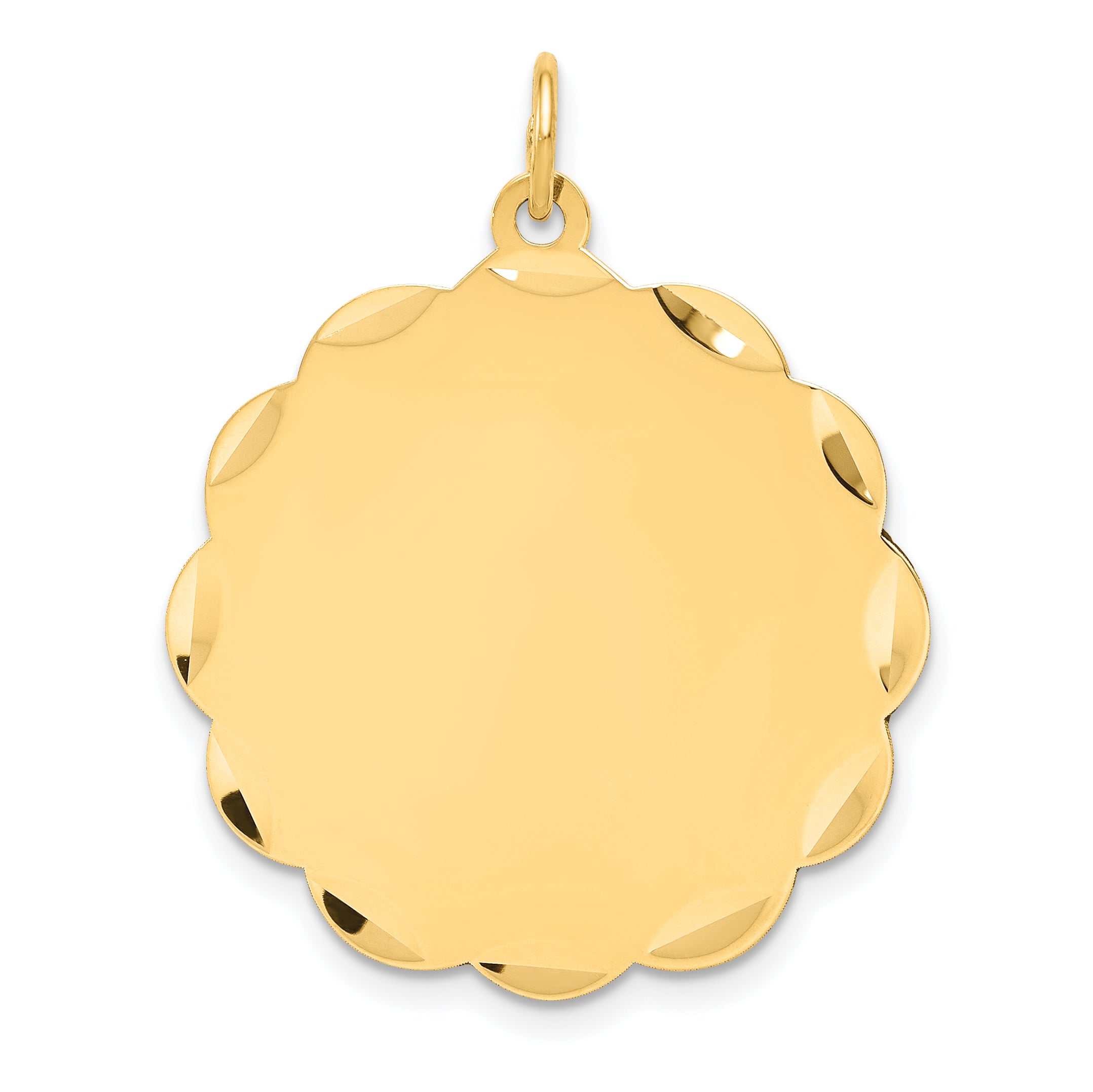 14K .018 Gauge Engravable Scalloped Disc Charm