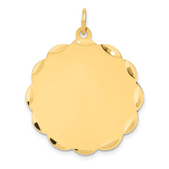 14K .027 Gauge Engravable Scalloped Disc Charm