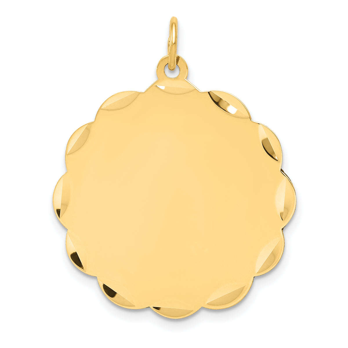 14K .035 Gauge Engravable Scalloped Disc Charm