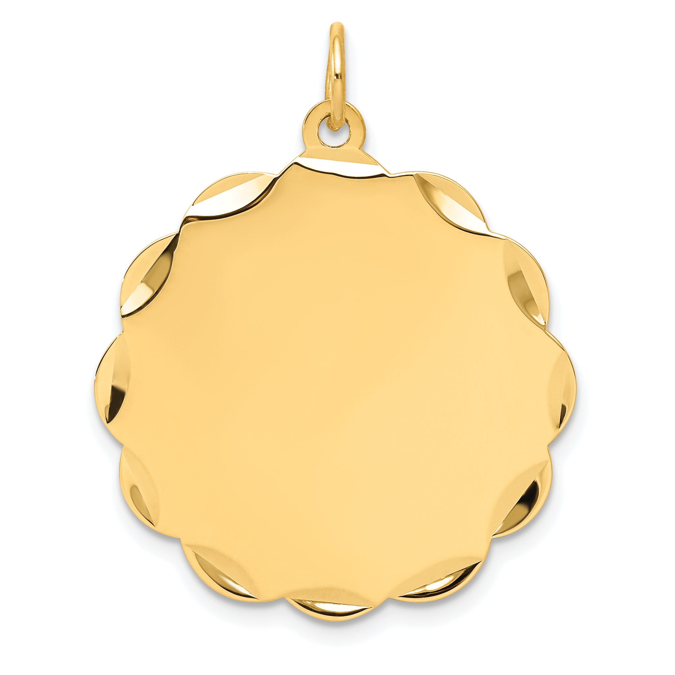 14K .018 Gauge Engravable Scalloped Disc Charm