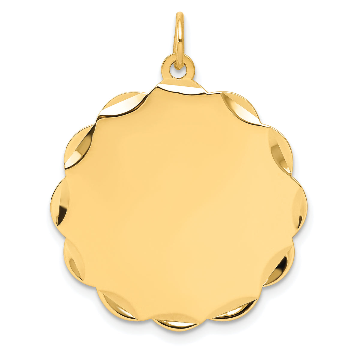 14K .018 Gauge Engravable Scalloped Disc Charm