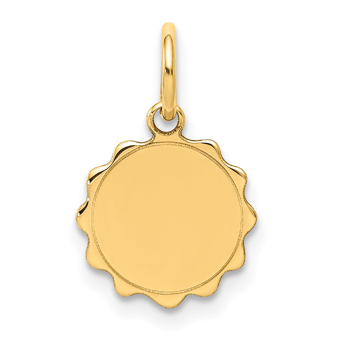 14K .013 Gauge Engravable Scalloped Disc Charm