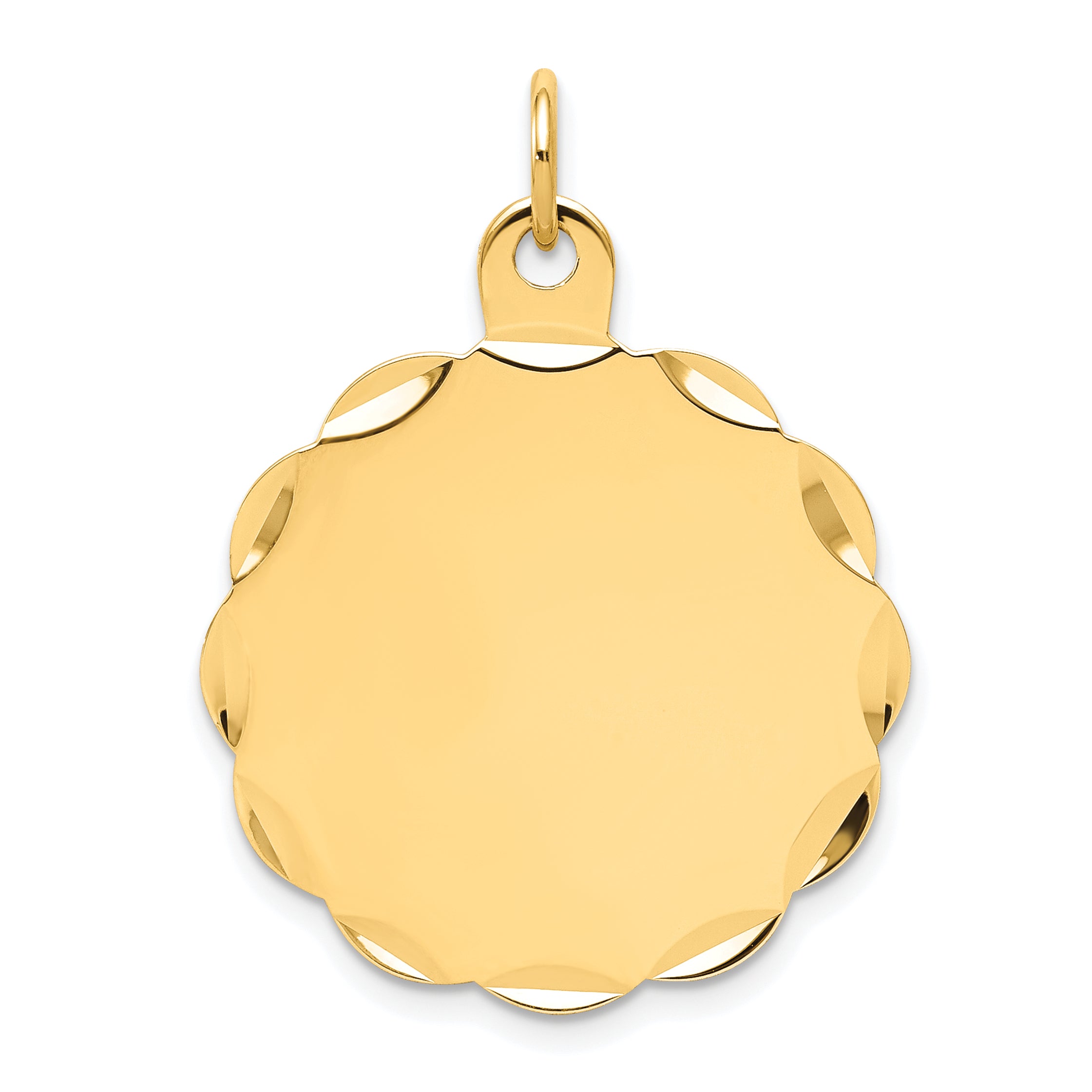 14K .018 Gauge Engravable Scalloped Disc Charm Main image