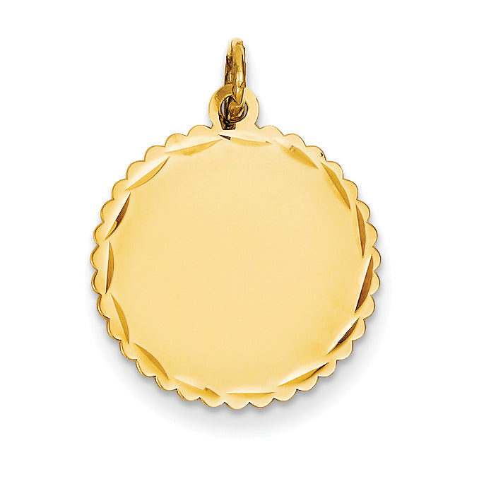14K .011 Gauge Engravable Scalloped Disc Charm Main image