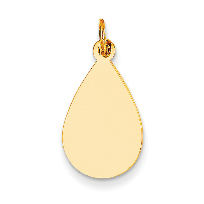 14K Plain .018 Gauge Engravable Raindrop Disc Charm Main image