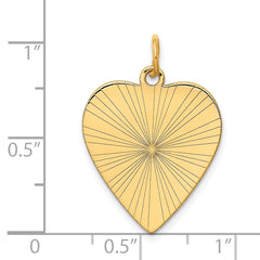 14k Etched .018 Gauge Engravable Heart Disc Charm