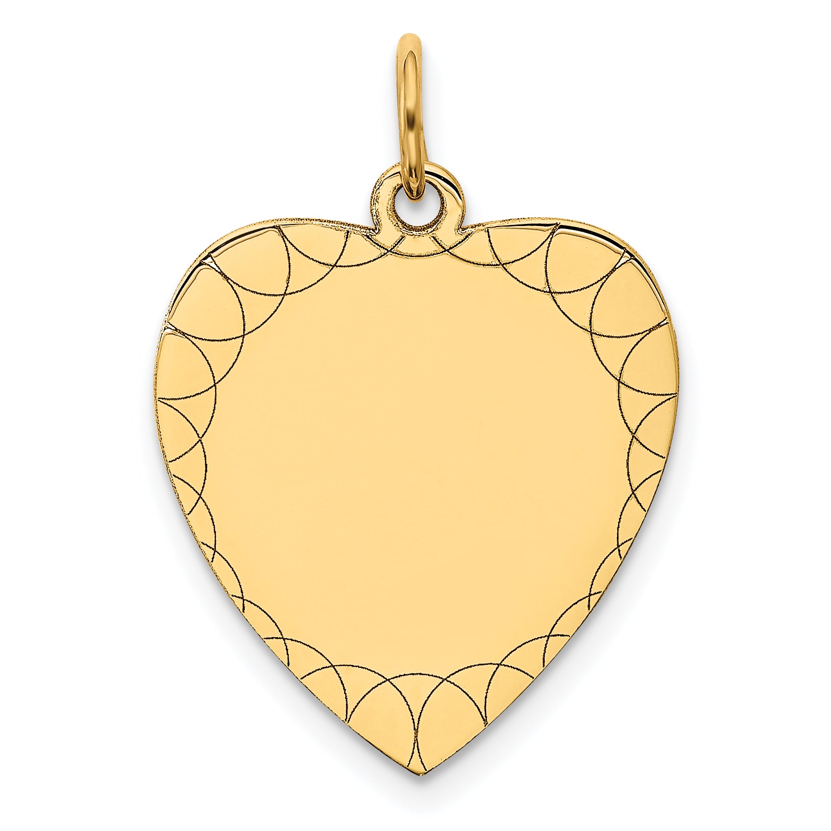 14k Etched .018 Gauge Engravable Heart Disc Charm Main image