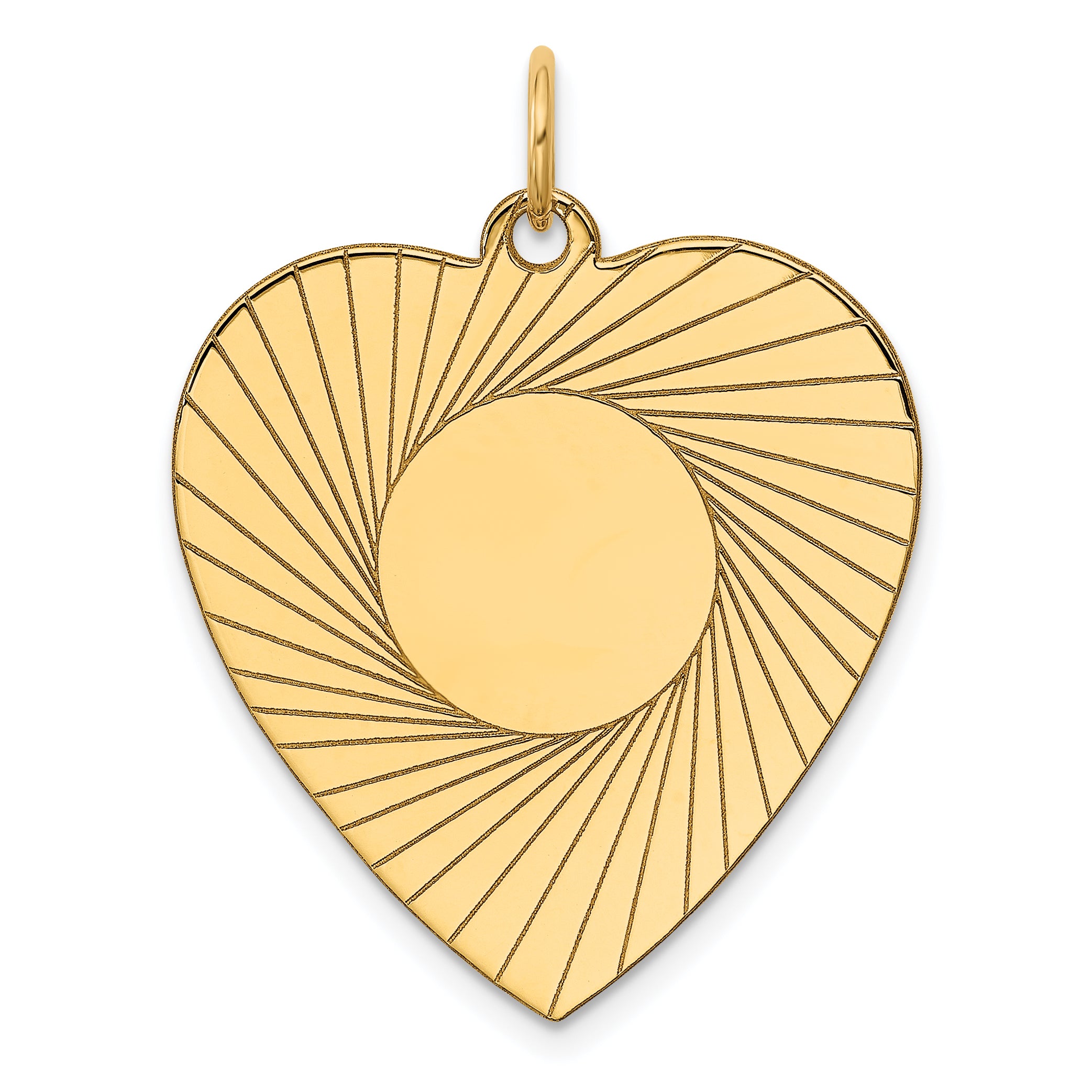 14K Etched .018 Gauge Engravable Heart Disc Charm