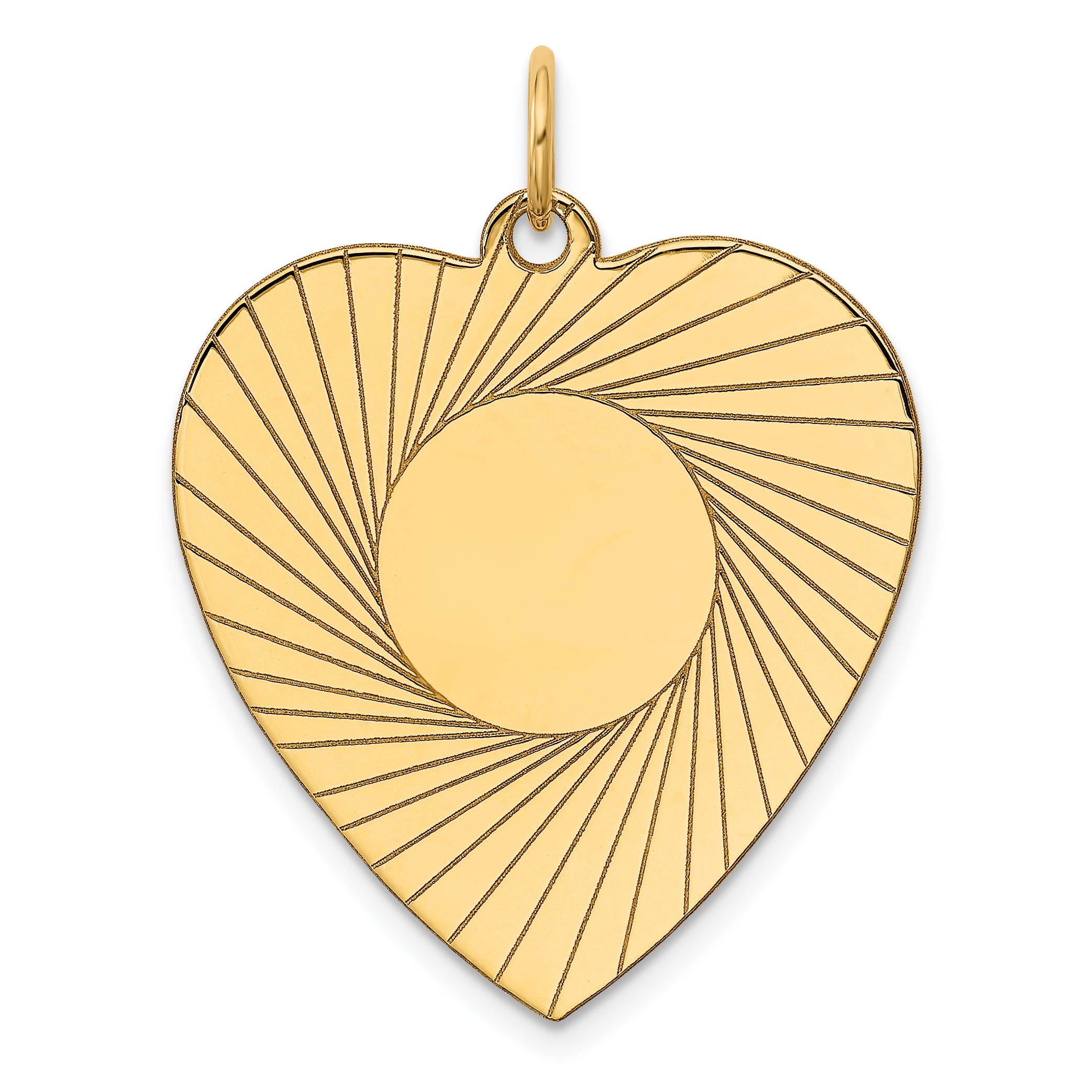 14K Etched .018 Gauge Engravable Heart Disc Charm