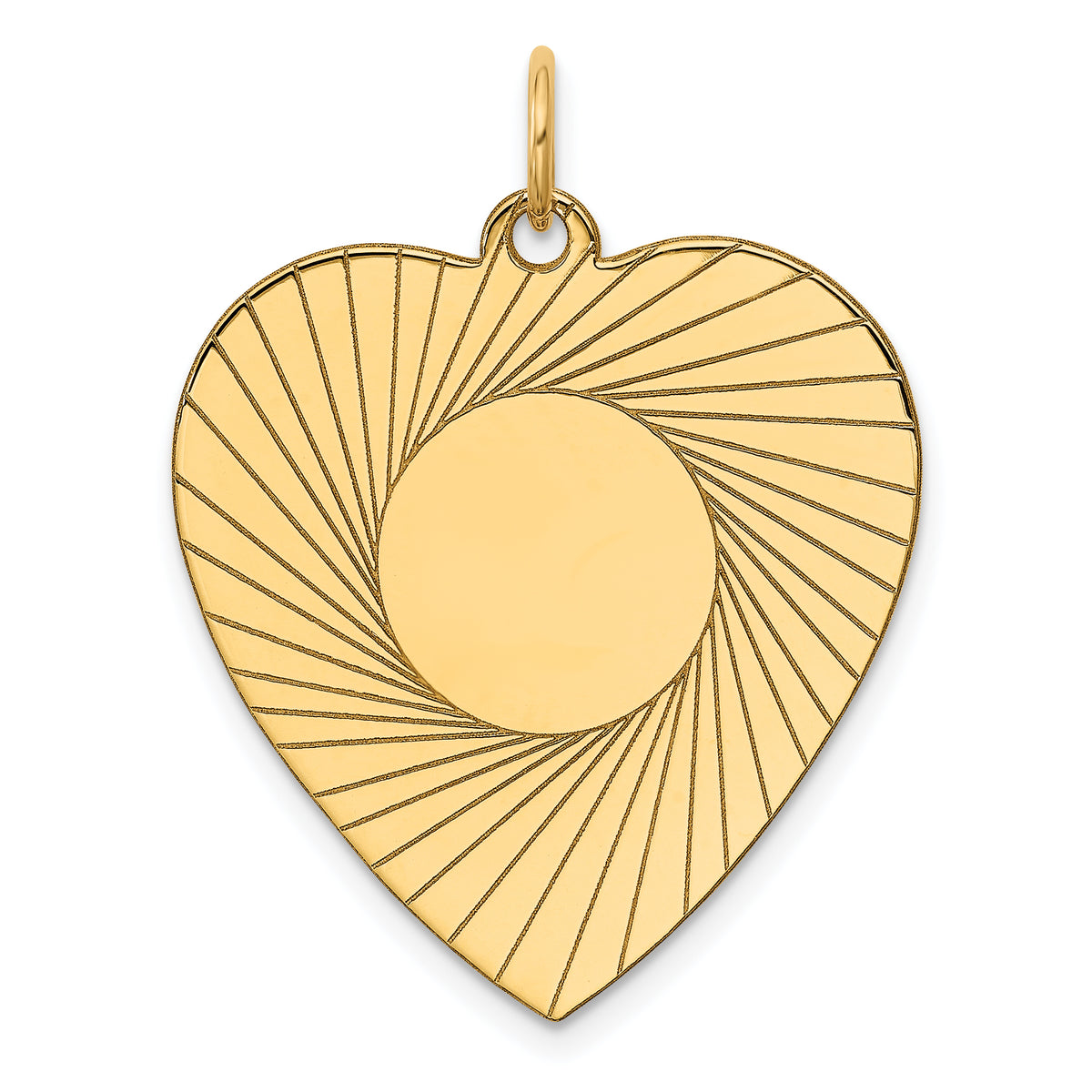 14K Etched .018 Gauge Engravable Heart Disc Charm