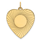 14k Etched .018 Gauge Engravable Heart Disc Charm