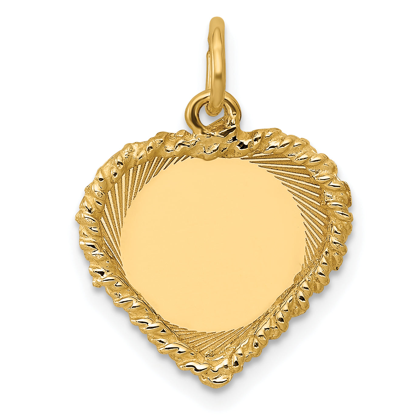 14k Polished .013 Gauge Engravable Heart with Rope Disc Charm Main image