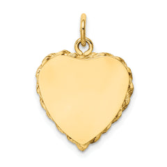 14k Polished .013 Gauge Engravable Heart with Rope Disc Charm