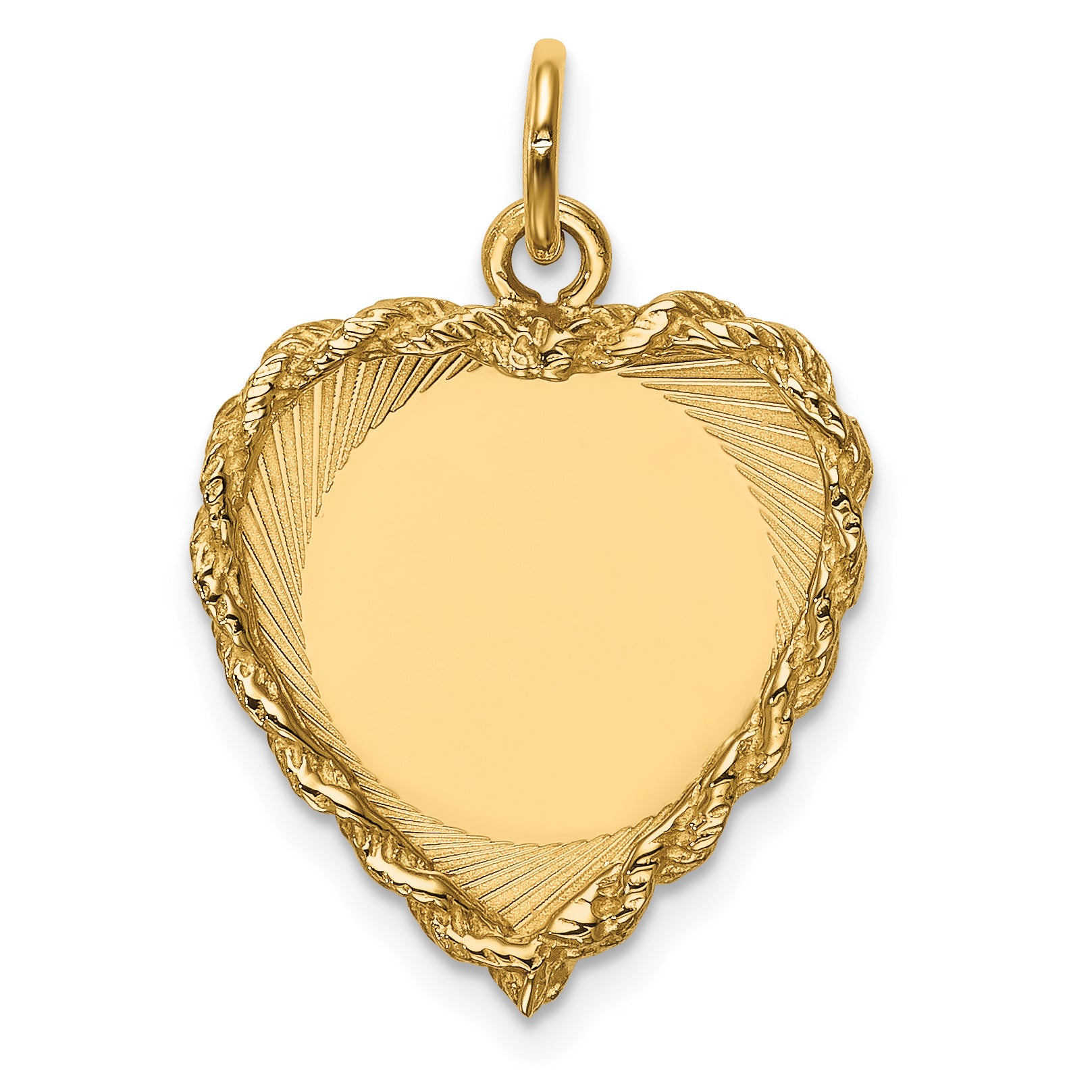 14k Polished .013 Gauge Engravable Heart with Rope Disc Charm Main image