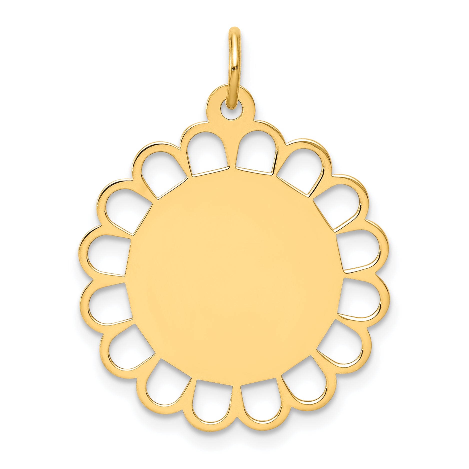 14K Plain .011 Gauge Engravable Flower Disc Charm Main image