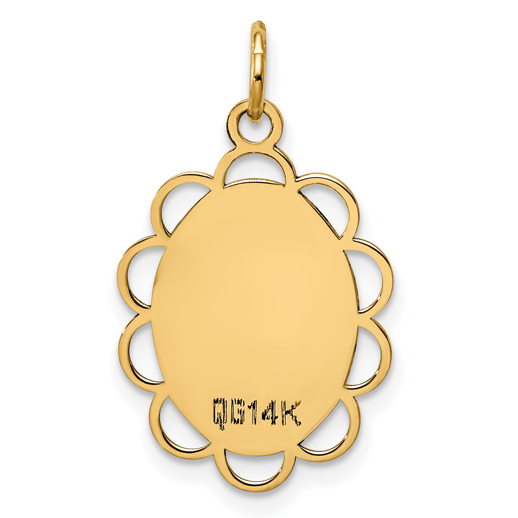 14k Plain .013 Gauge Engravable Flower Disc Charm