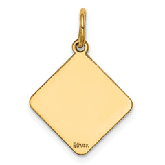 14k Plain .018 Gauge Diamond-Shaped Engravable Disc Charm