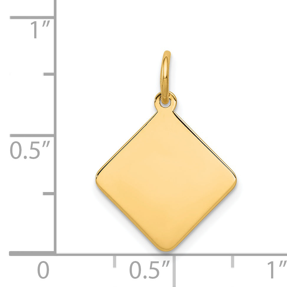 14k Plain .018 Gauge Diamond-Shaped Engravable Disc Charm Secondary image