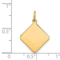 14k Plain .018 Gauge Diamond-Shaped Engravable Disc Charm