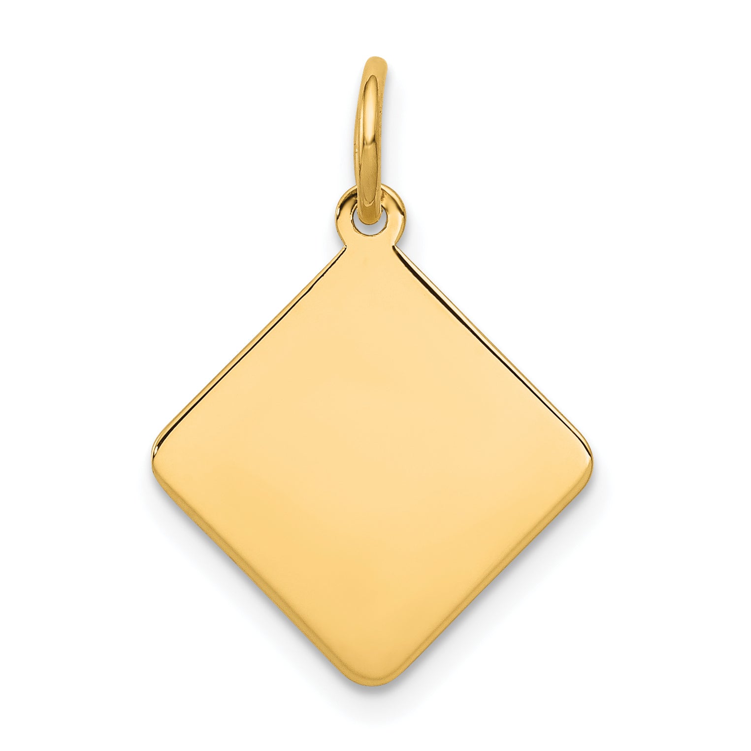 14k Plain .018 Gauge Diamond-Shaped Engravable Disc Charm Main image