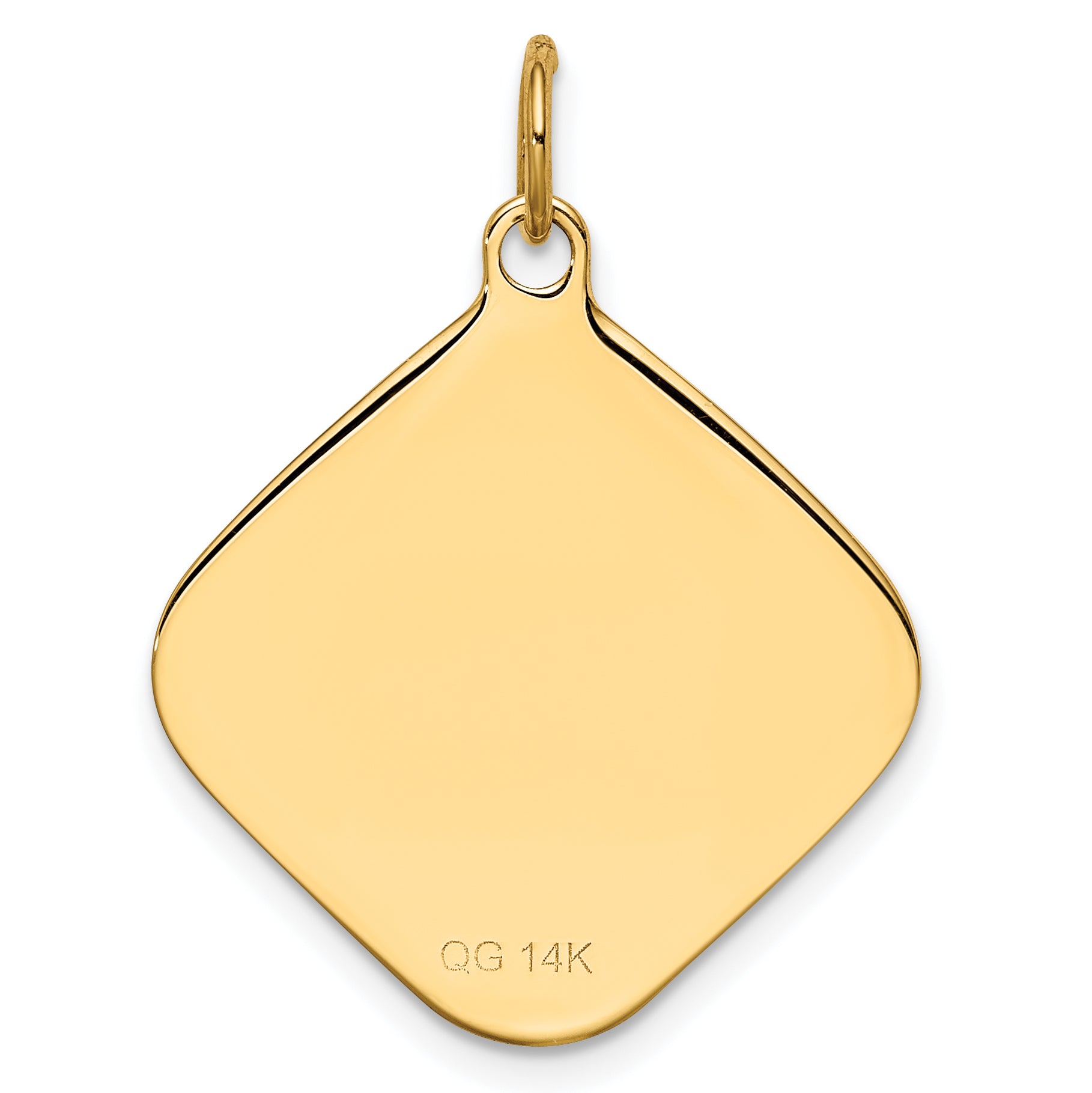 14k Patterned .018 Gauge Diamond-Shaped Engravable Disc Charm