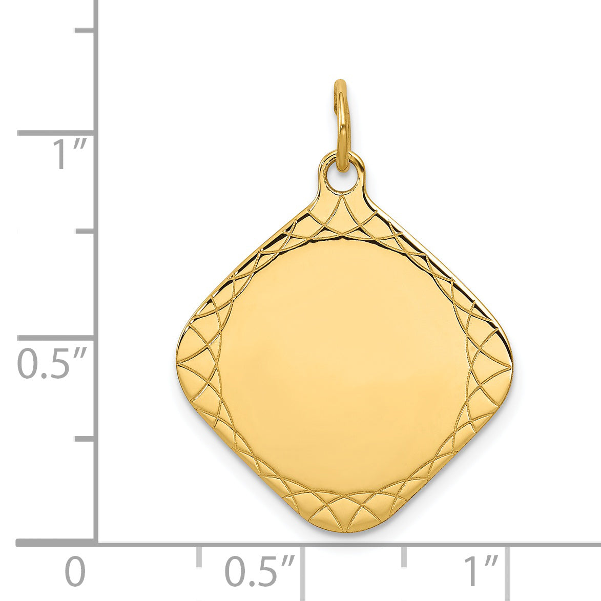 14k Patterned .018 Gauge Diamond-Shaped Engravable Disc Charm Secondary image