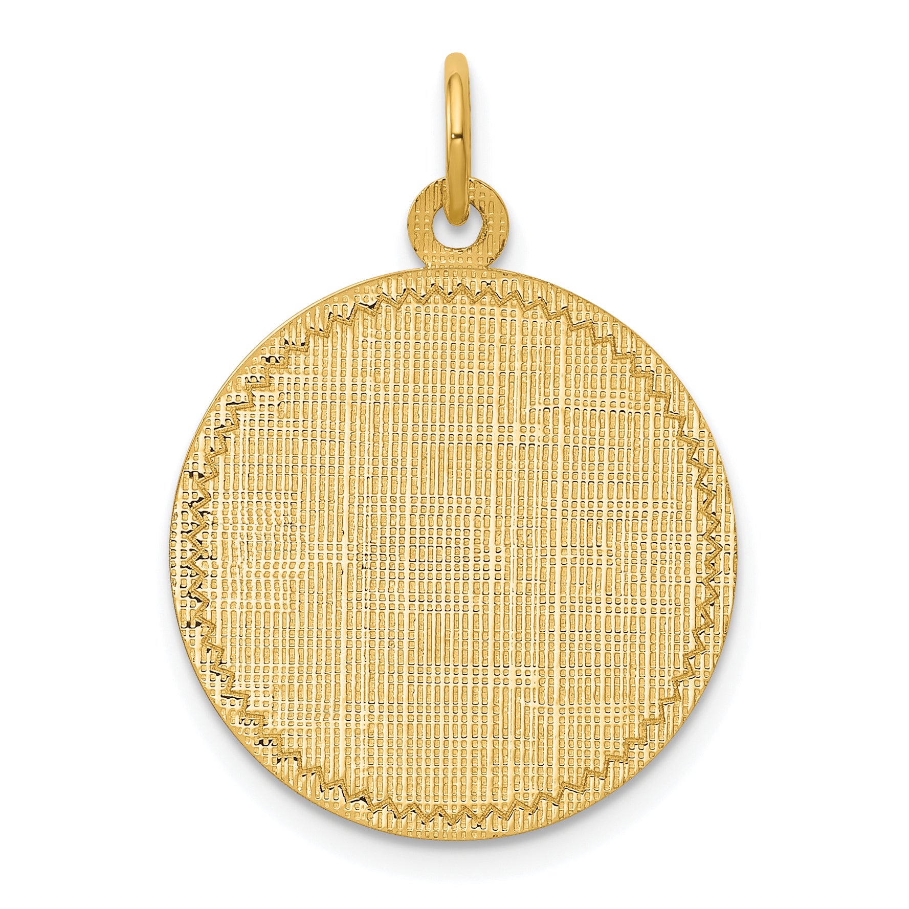 14k Patterned .013 Gauge Circular Engravable Disc Charm Main image