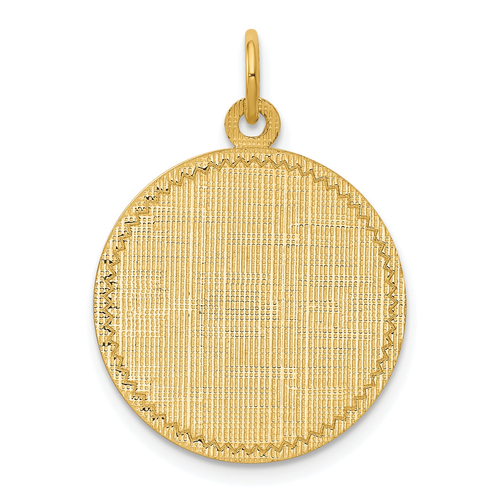 14k Patterned .013 Gauge Circular Engravable Disc Charm