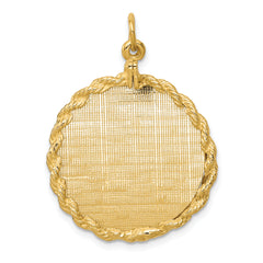 14K Patterned .013 Gauge Circular Engravable Disc with Rope Charm