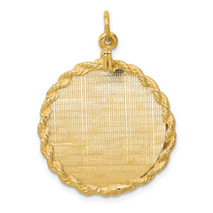 14K Patterned .013 Gauge Circular Engravable Disc with Rope Charm