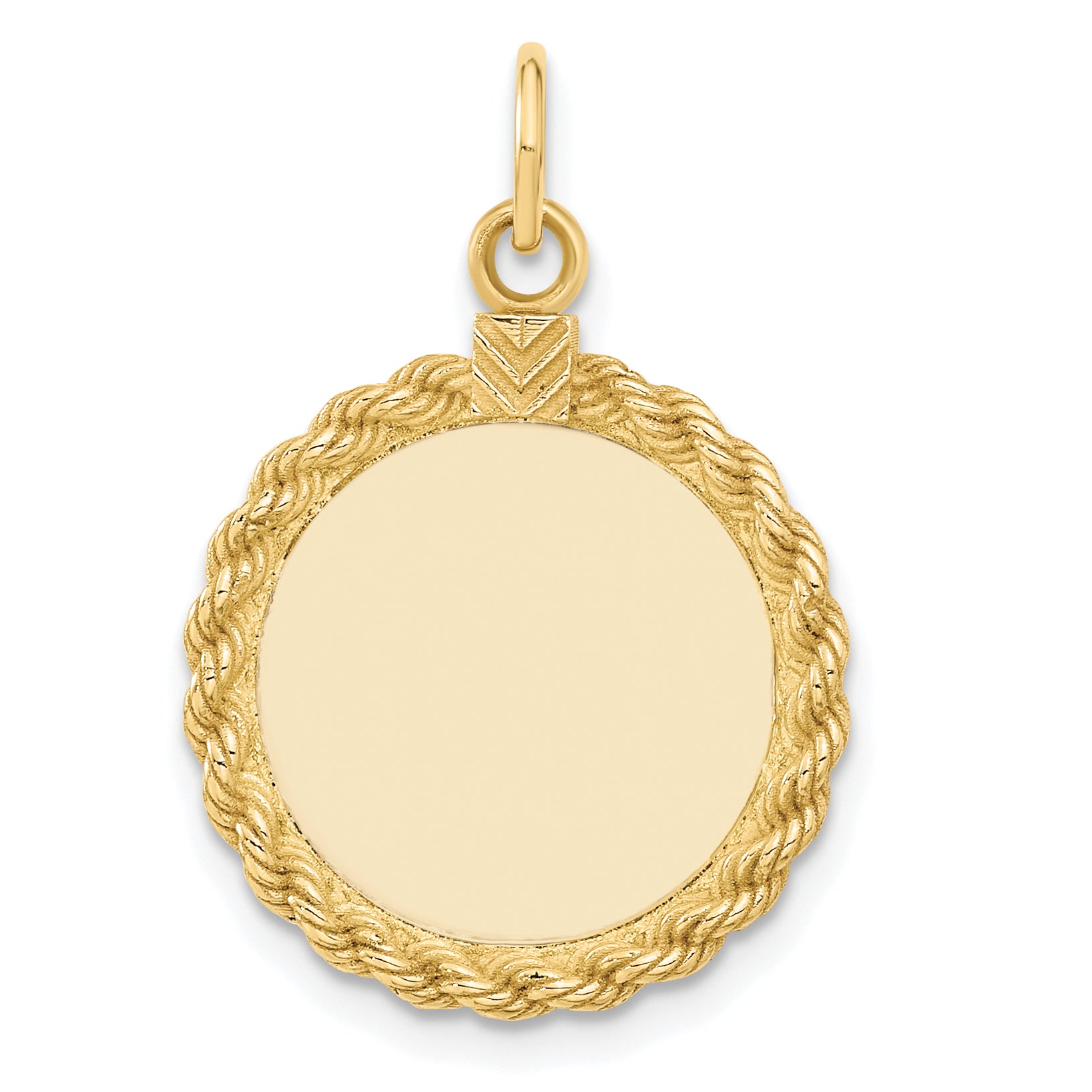 14k Plain .013 Gauge Circular Engravable Disc with Rope Charm Main image