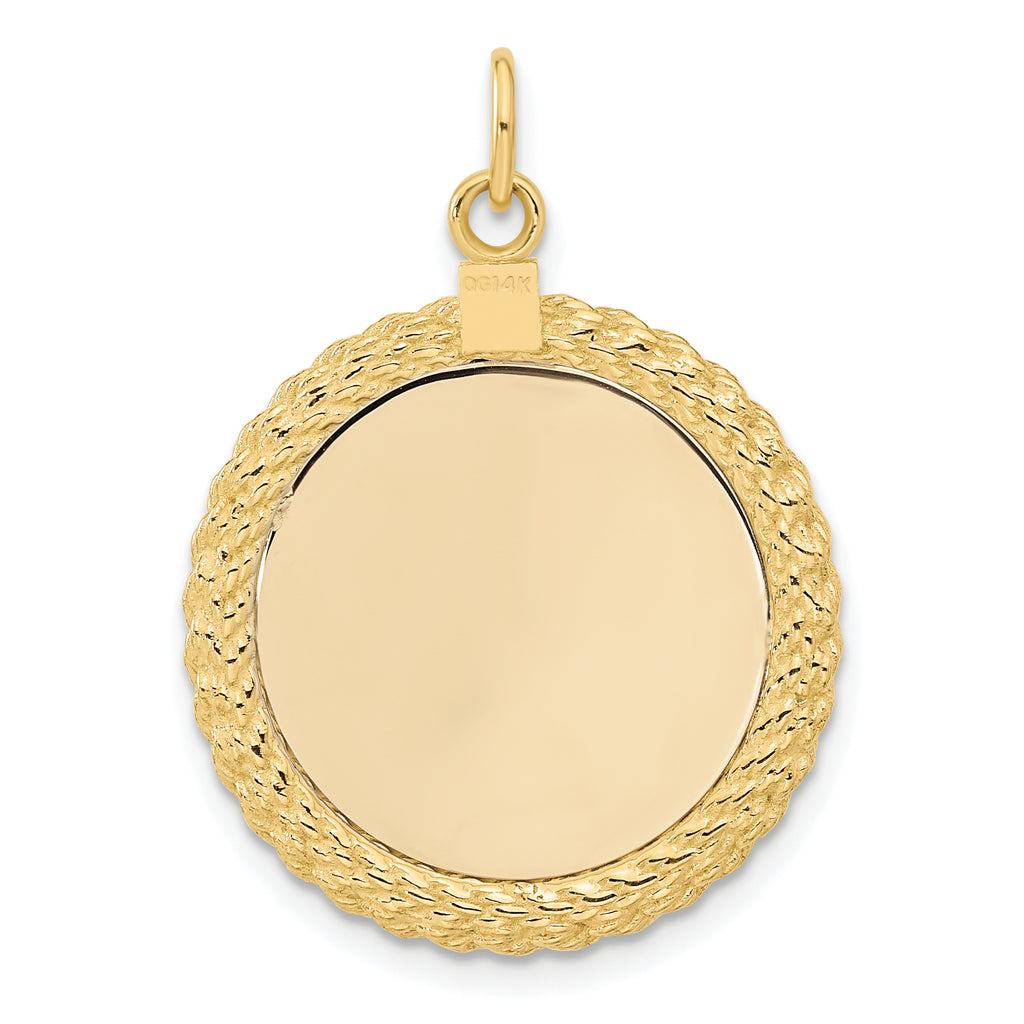 14k Plain .013 Gauge Circular Engravable Disc with Rope Charm