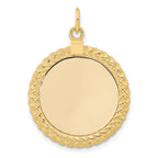 14k Plain .013 Gauge Circular Engravable Disc with Rope Charm