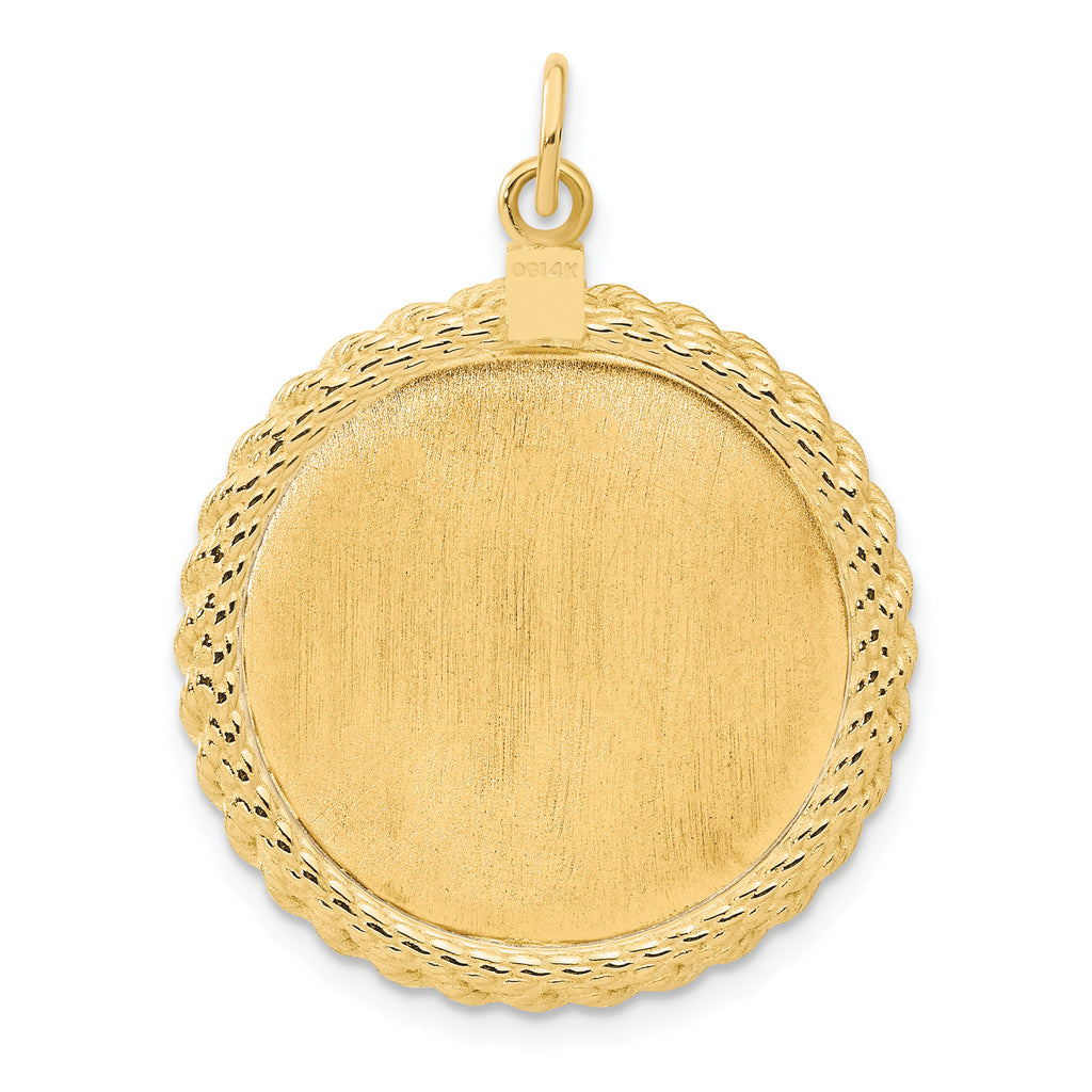 14k Plain .013 Gauge Circular Engravable Disc with Rope Charm