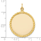 14k Plain .013 Gauge Circular Engravable Disc with Rope Charm