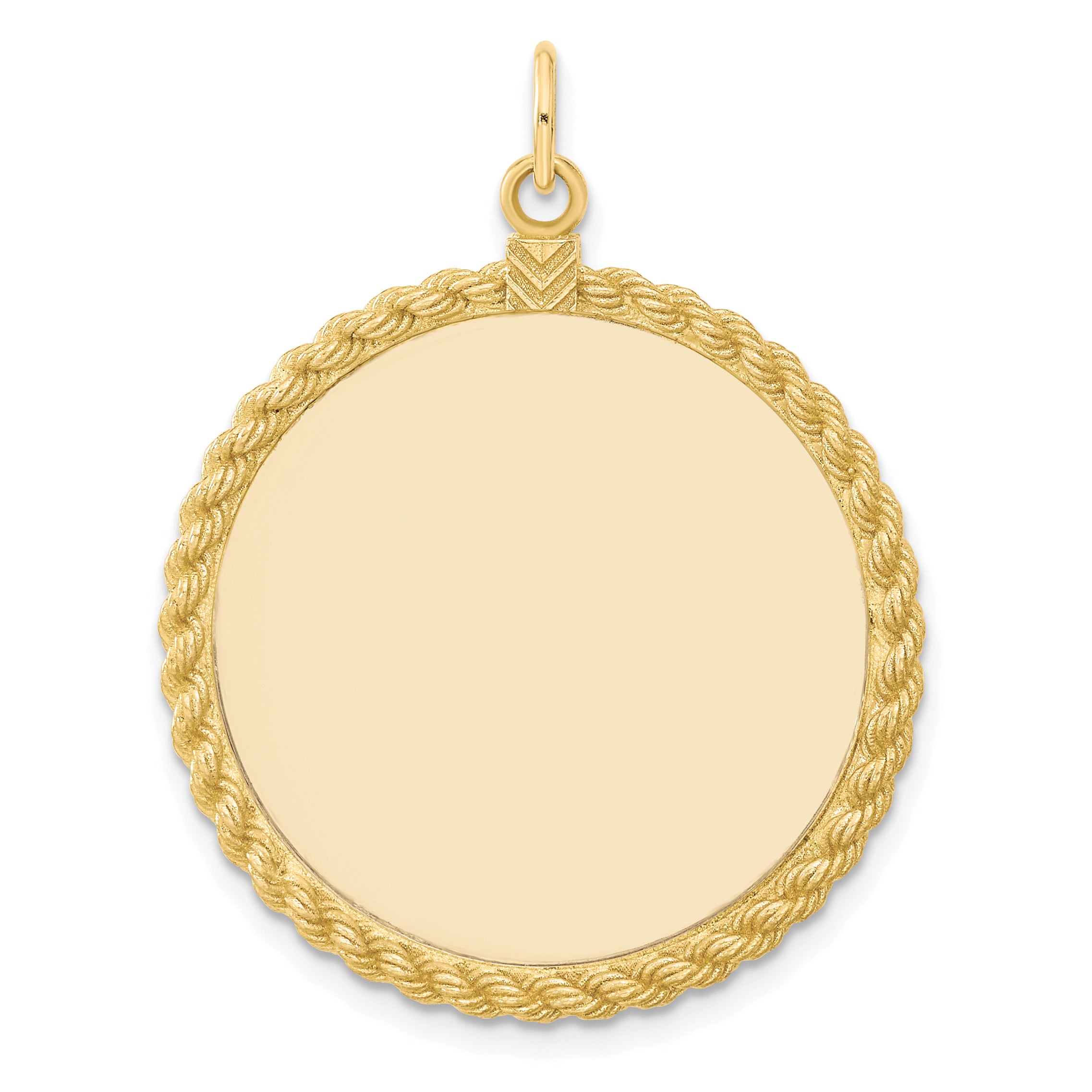 14k Plain .013 Gauge Circular Engravable Disc with Rope Charm Main image