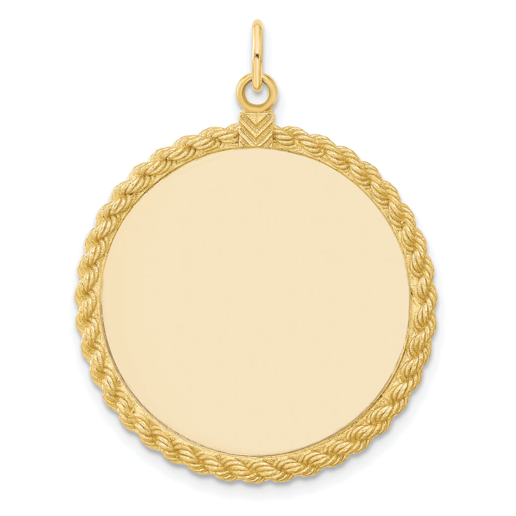 14k Plain .013 Gauge Circular Engravable Disc with Rope Charm