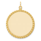 14k Plain .013 Gauge Circular Engravable Disc with Rope Charm
